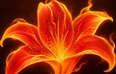 Fire Blooms In A Hearth