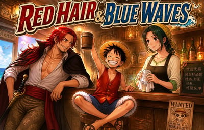 Red Hair & Blue Waves